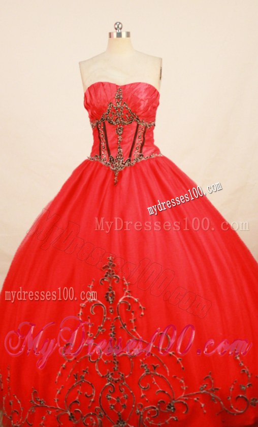 Appliques Ball Gown Red Quinceanera Gowns for 15 Birthday Party